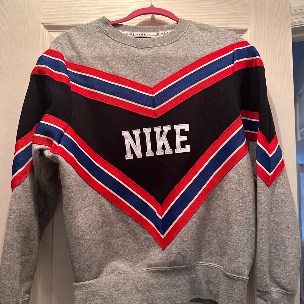 Nike Women’s Gray Sweatshirt a with Red and Blue Accents